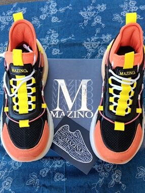 Mazino Men's Orange Black Yellow Fashion Sneakers